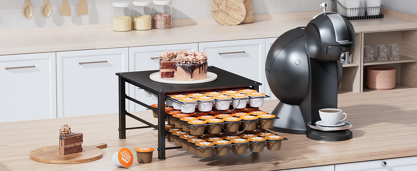Тримач для капсул Dolce Gusto, органайзер для 90 капсул, металева висувна шухляда з антиковзкими ніжками, для дому та офісу