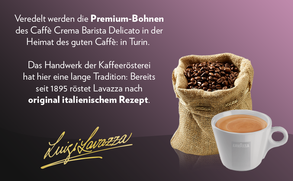 Кава в зернах Lavazza Caffè Crema Barista Delicato, Арабіка та Робуста для еспресомашин, середній обсмаження, нотки шоколаду та какао, інтенсивність 6/10, 1 кг