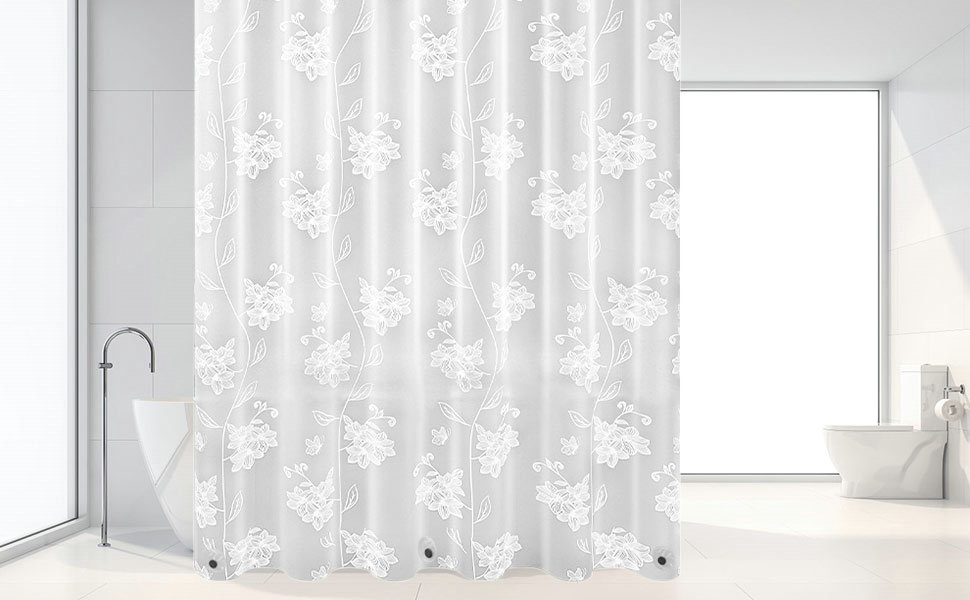 Штора для душу миюча Peva 300x200 см, біла в крапку, антигрибкова, прозора для ванної кімнати та душу