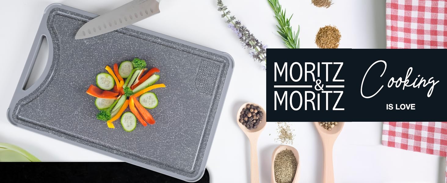 Двостороння обробна дошка Moritz & Moritz з нержавіючої сталі та пластику - антиковзаюча з жолобком для соку та поверхнею для натирання - гігієнічна та придатна для миття в посудомийній машині