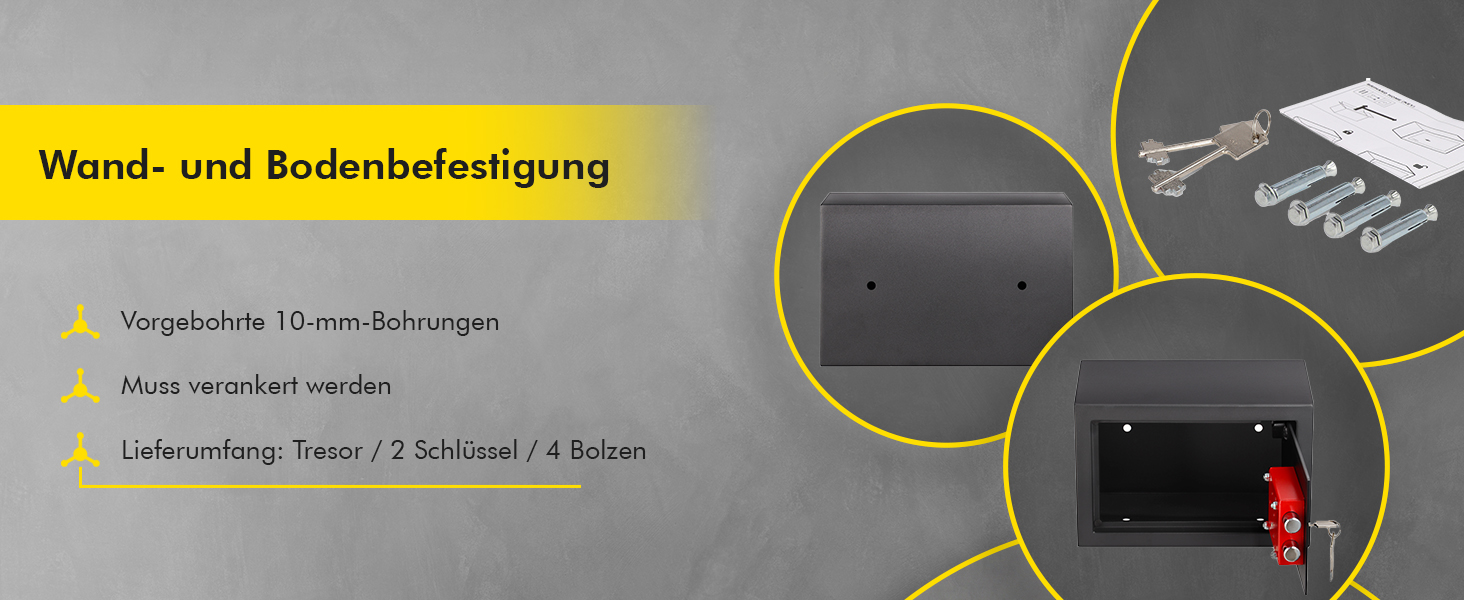 Сейф Homesafe HV15K з ключовим замком, металевий, 15x20x17 см, колір Carbon Satin Schwarz