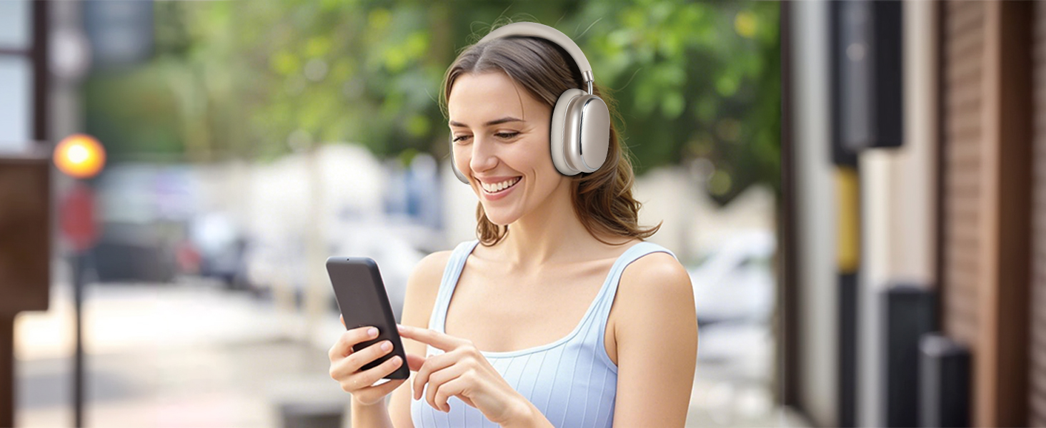 Навушники бездротові Bluetooth 6.0 NC95 з активним шумозаглушенням, поворотним регулятором, 120+ годин роботи, EQ налаштування через додаток, для подорожей та спорту (Зоряне світло)