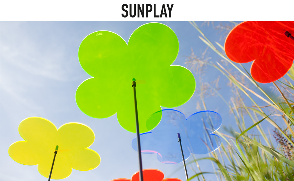 Набір сонячних квітів SUNPLAY, 6 шт: жовті, зелені, червоні, 20 см, з 70 см стрижнями для саду