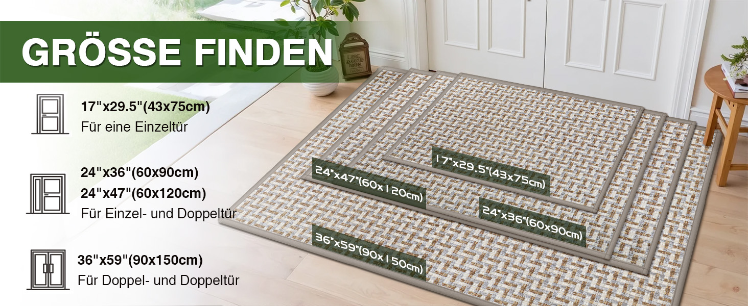 Придверний килимок LEKEEPGO протиковзкий вологопоглинаючий (сірий, 43x75 см) — універсальний килимок для входу, дому та вулиці, що миється