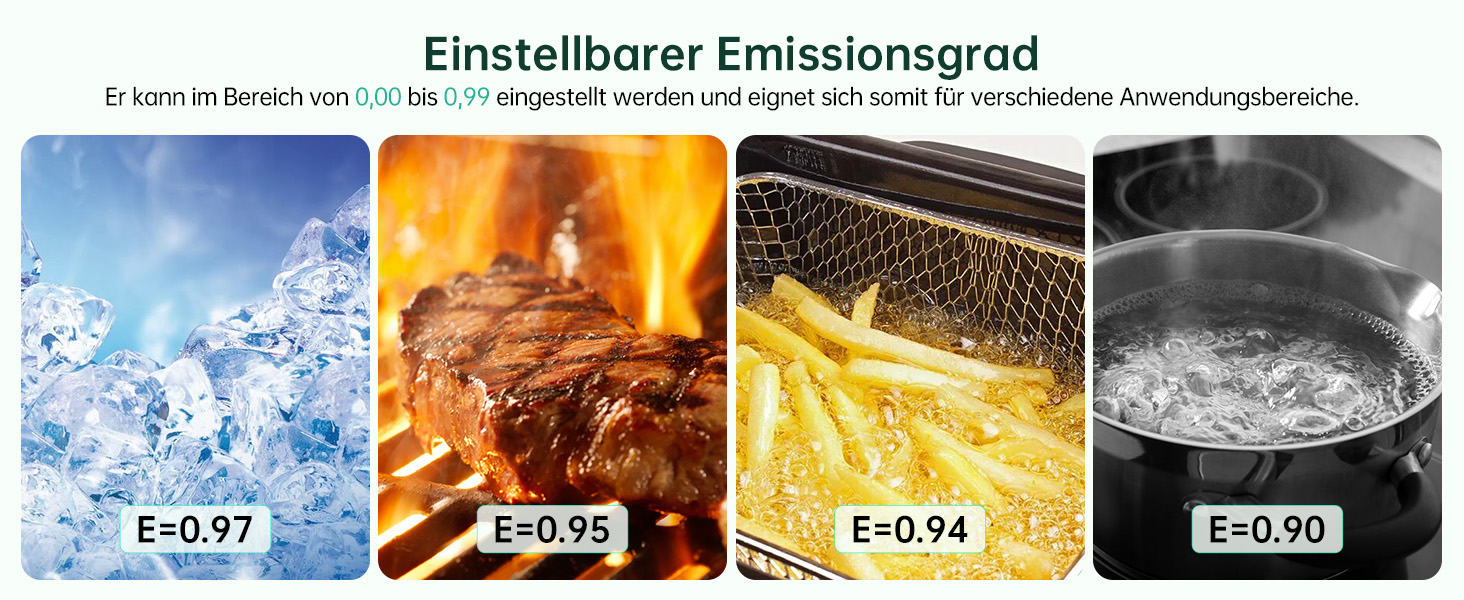 Інфрачервоний термометр ERICKHILL -50℃~800℃: безконтактний лазерний термометр з LCD-дисплеєм, регульований коефіцієнт випромінювання. Підходить для приготування їжі, грилю, заморожування, промисловості