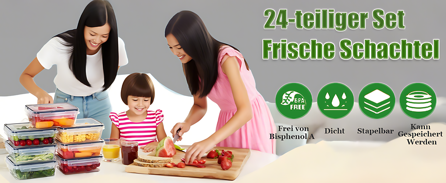 Контейнери для зберігання їжі 48er з кришкою, набір контейнерів для Meal Prep, 24 контейнери + 24 кришки, герметичні та стійкі до протікання, BPA-free, придатні для миття в посудомийній машині, заморожування та використання в мікрохвильовій печі, BXH-24