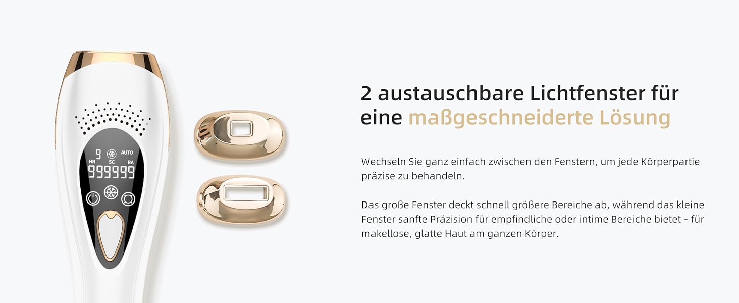 Пристрій для епіляції IPL з охолодженням 6°C, безболісна епіляція для тіла та обличчя, 999,900 імпульсів, 9 рівнів потужності, білий