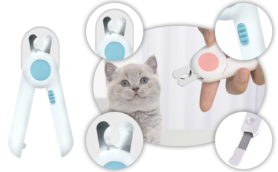 Набір для стрижки кігтів собак і котів Profi з підсвічуванням та захистом від бризок, рожевий