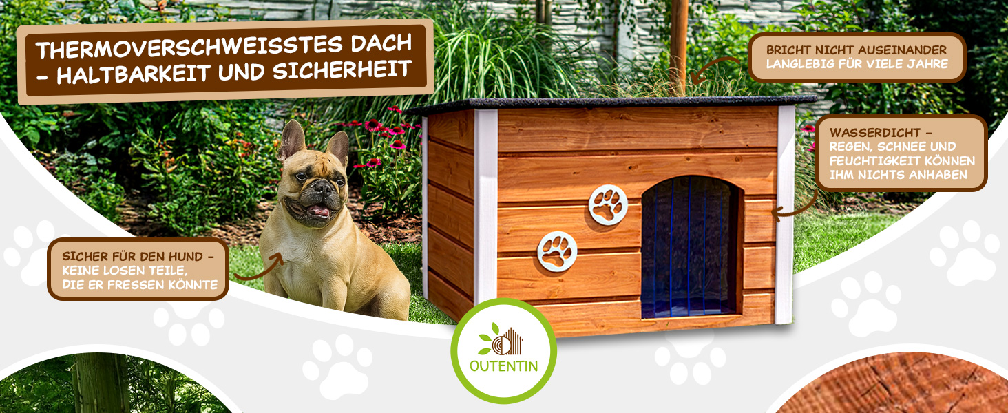 Будка для собак середнього розміру Outentin - тепла, ізольована, для вулиці, сіра, 76x60x60 см