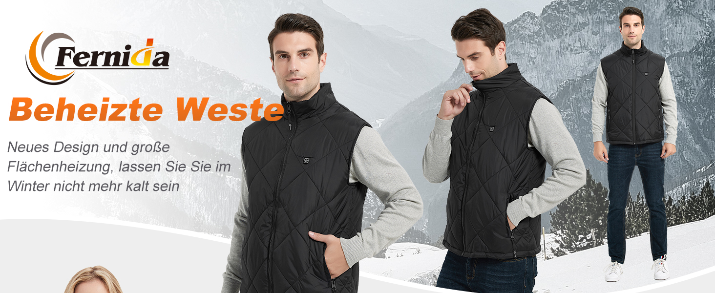 Електрична гріюча жилетка Fernida для чоловіків та жінок, 8 зон нагріву, USB, для катання на лижах та полювання (батарея не входить) S, чорний