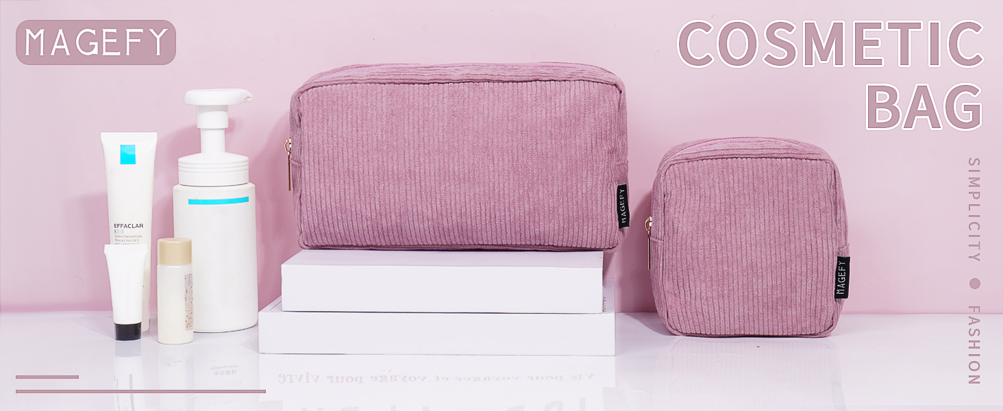 Косметичка MAGEFY для макіяжу: 2 шт. у наборі, з відділеннями, з корду, для подорожей, бежевий колір
