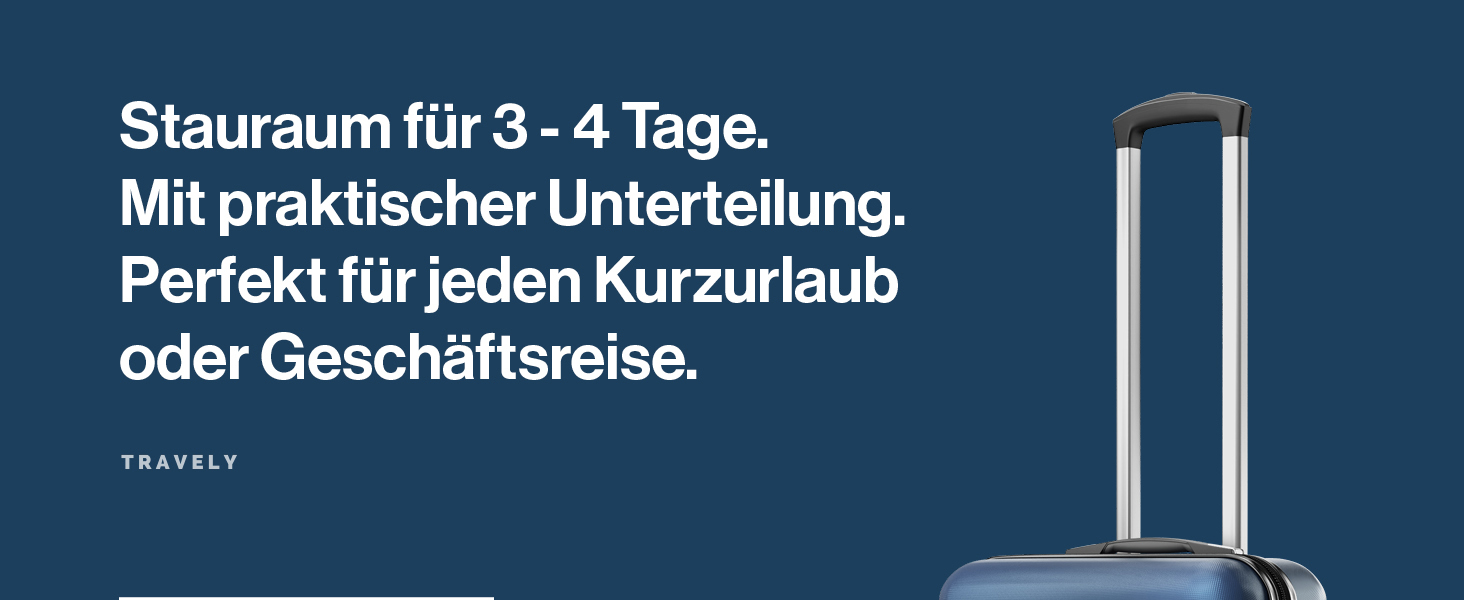 Чемодан ручної поклажі Travely Premium 55x40x20 см - 36 л, з TSA замком, синій. Підходить для Ryanair, Lufthansa, Eurowings