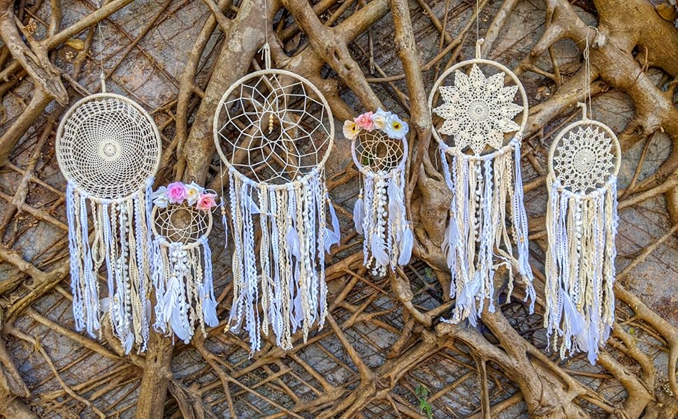 Набір для створення ловця снів Mandala Life Art з LED гірляндою, 2 шт. – натуральні матеріали, творчий комплект для виготовлення богемного настінного декору