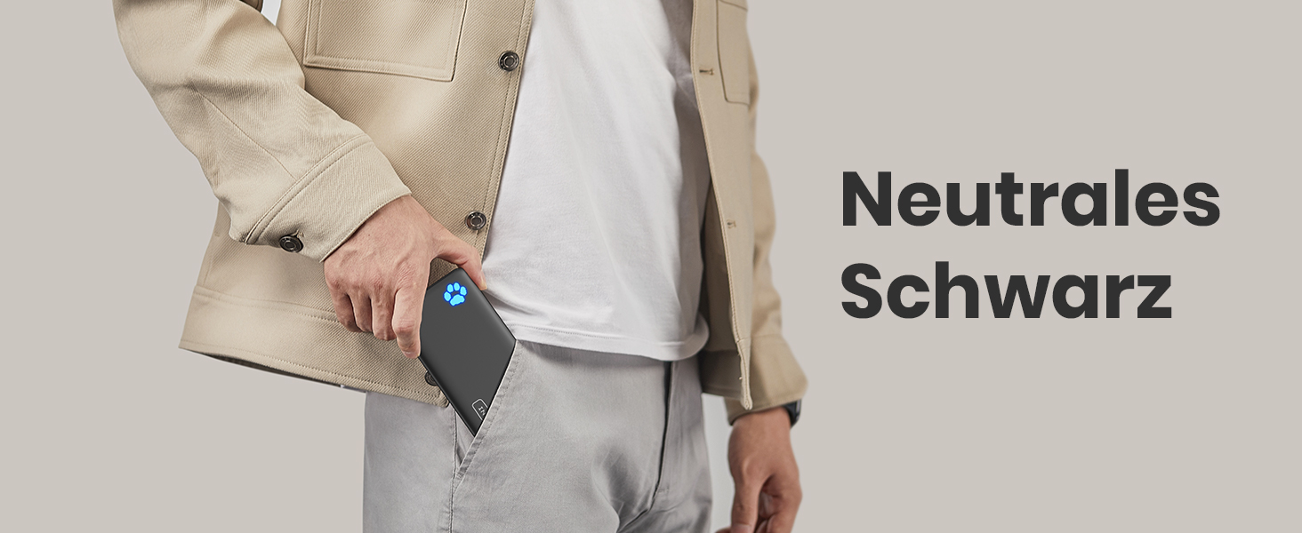 Power Bank INIU 10000mAh, ультратонкий, USB C, 3A, ліхтарик, сумісний з iPhone, Samsung, Huawei, чорний