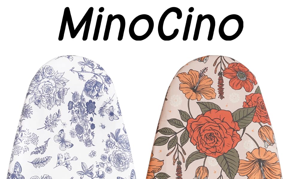 Чохол для прасувальної дошки MinoCino 125x45 см з товстим шаром з фетру 6 мм, регульованим шнуром та кріпленням на липучках, квітковий принт