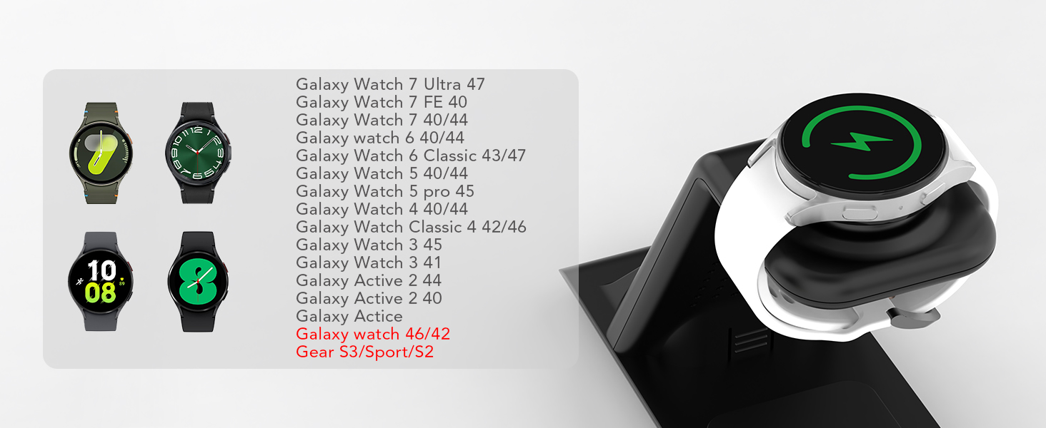 Бездротовий зарядний пристрій 3-в-1 SPGUARD для Samsung Galaxy Watch 8/Ultra/Classic, S25/S25+/S25 Edge/Z Flip 7/Z Fold 7 та Galaxy Buds 3 Pro/2 (Чорний)
