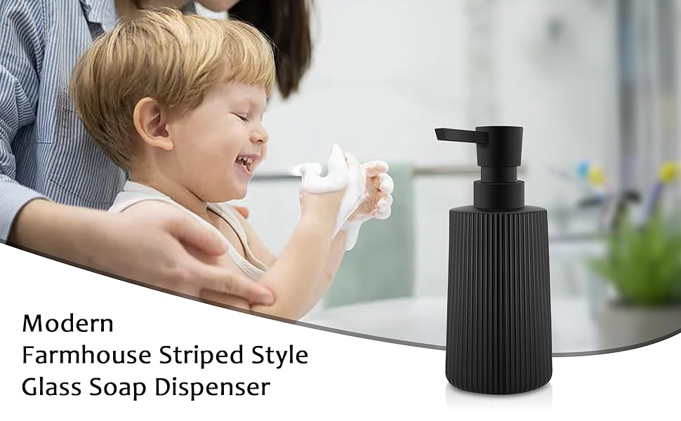 Дозатор мила скляний чорний матовий, дозатор для миття посуду, для кухні та ванної кімнати, з помповим механізмом (1 шт., чорний)