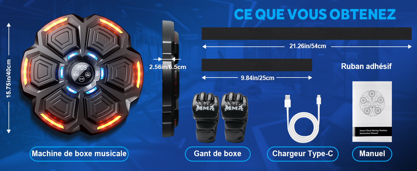 Музична боксерська машина CRECAD для дорослих з Bluetooth, LED-підсвічуванням та 9 режимами швидкості