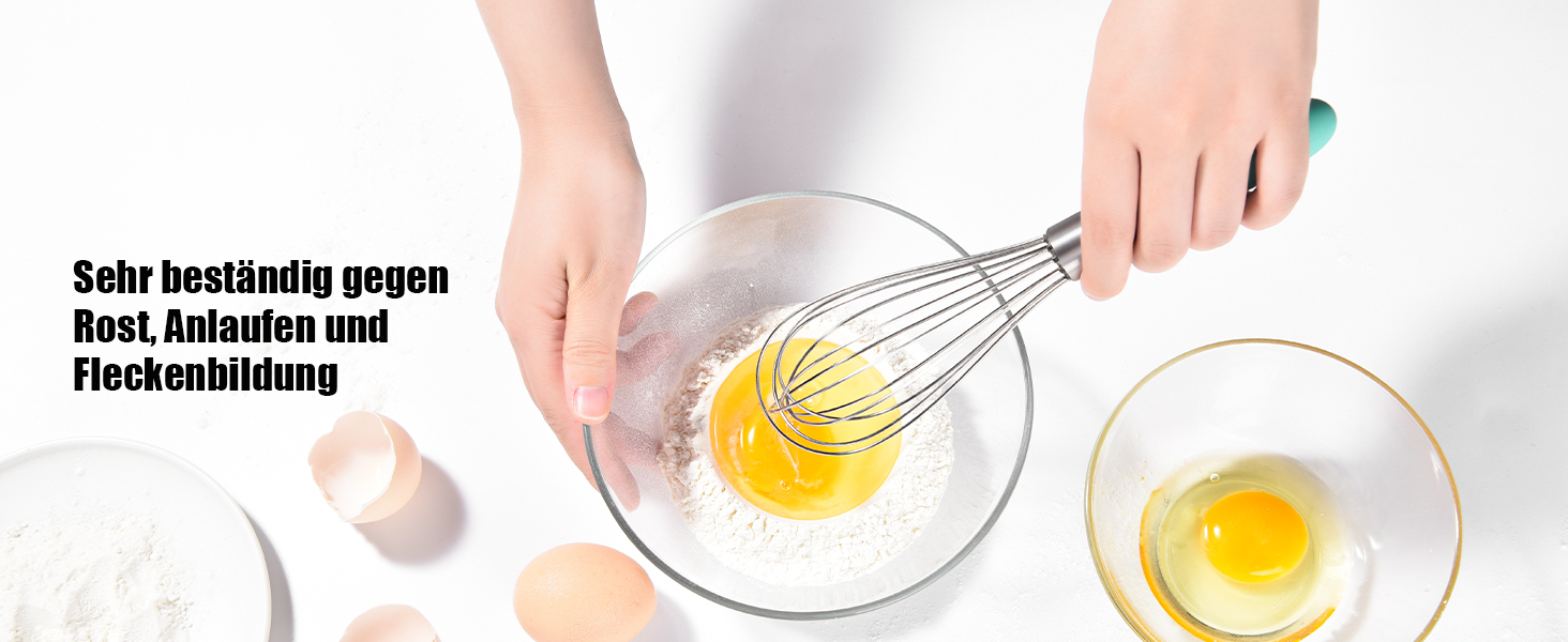 Міксер ручний Doosu 28 см з нержавіючої сталі, 8 гнучких дротів для збивання та змішування (Aqua Sky, S-23cm)