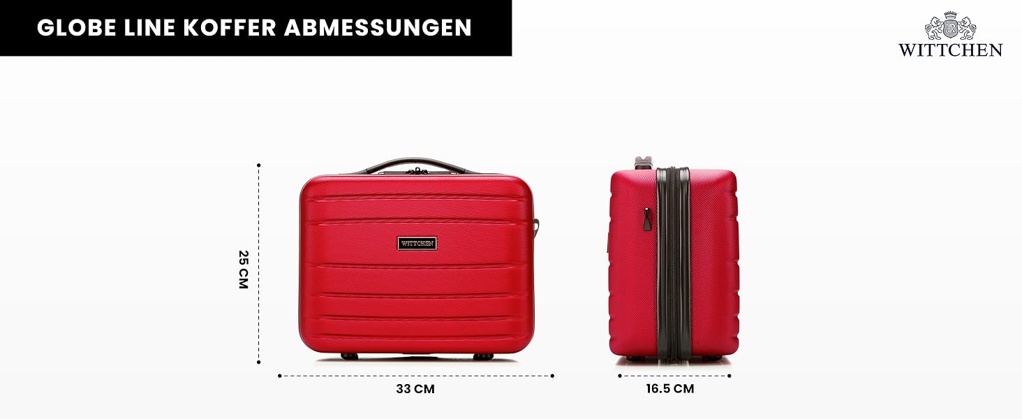 ЧемоданWITTCHEN Globe Line: ручна поклажа, трівалi, ABS, 4 колеса, кодовий замок, телескопічна ручка, червоний, розмір S | Підходить для Lufthansa, Eurowings, Ryanair, Condor, Discover Airlines