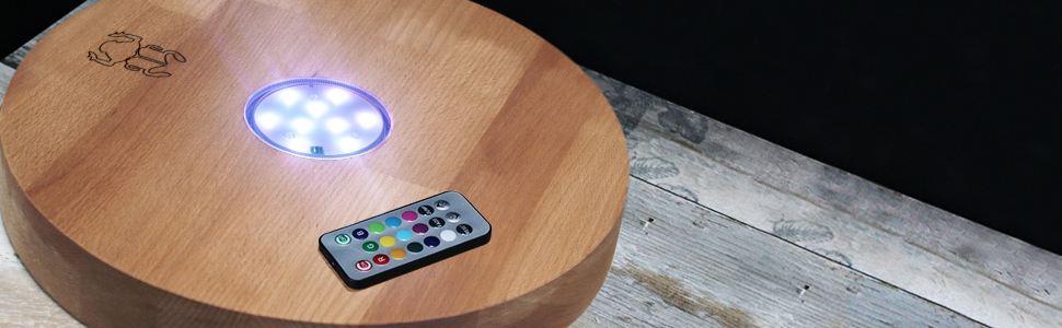 Kaya Shisha Coaster with LED and Remote Control, Water Pipe Accessories (Ø 22cm) (Beech, 30cm)