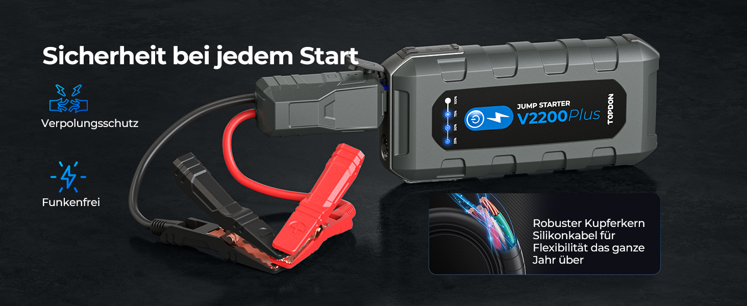 TOPDON V2200Air: Портативний пусковий пристрій та компресор для авто (2200A, 150PSI)