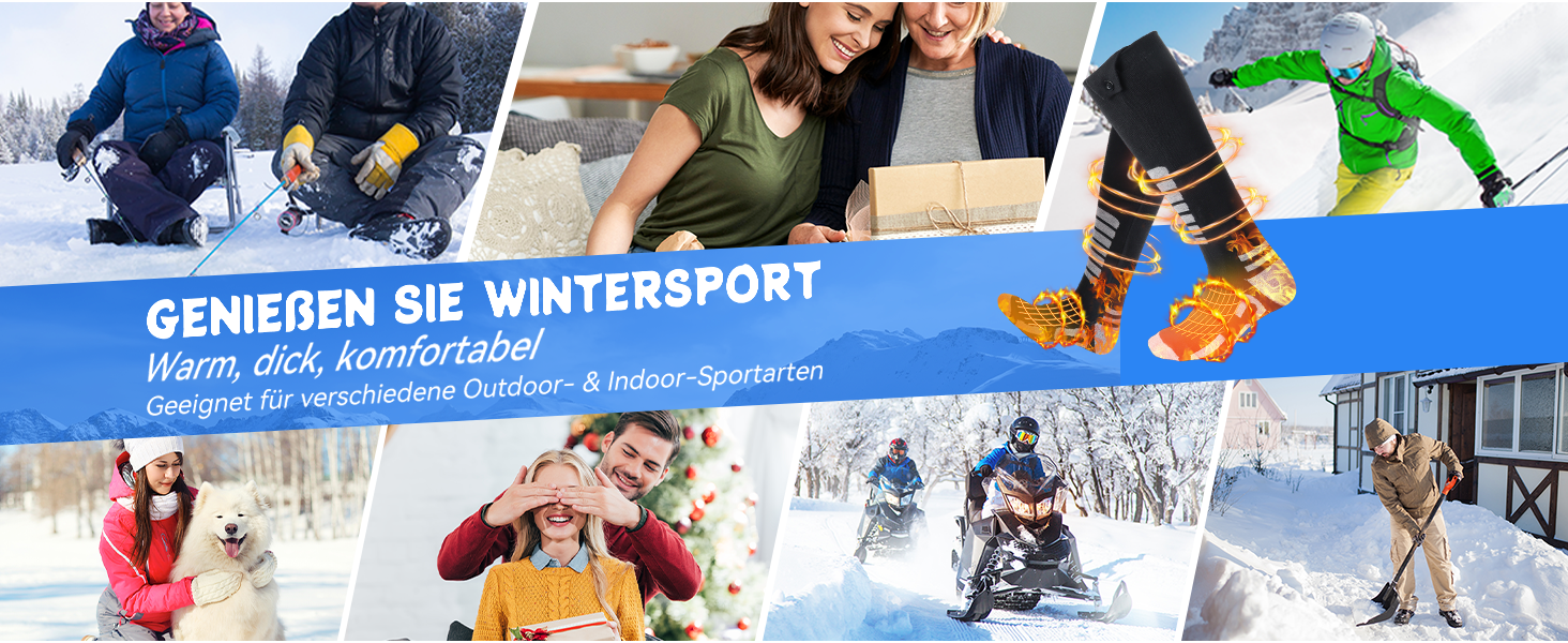 Гріючі шкарпетки для жінок та чоловіків Ninonly з 4 рівнями нагріву, акумулятор 5000mAh, для катання на лижах, піших прогулянок, кемпінгу та зимових активностей