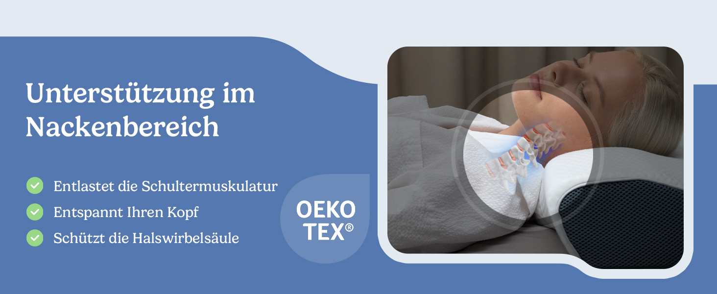 Ортопедична подушка Derila для шиї та голови, Memory Foam, оригінальна. Ергономічна подушка для сну на боці, спині та животі (Queen, 1 шт.)