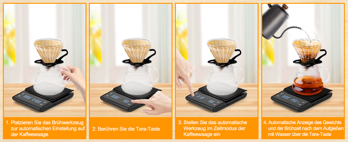 Електронні ваги для кави Viitech, до 3 кг, з таймером, 0.1 г, для дому та офісу