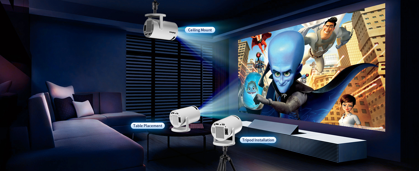 Портативний проєктор Mini Beamer 4K FHD 1080P з підтримкою WiFi та Bluetooth, Android/iOS, для домашнього кінотеатру