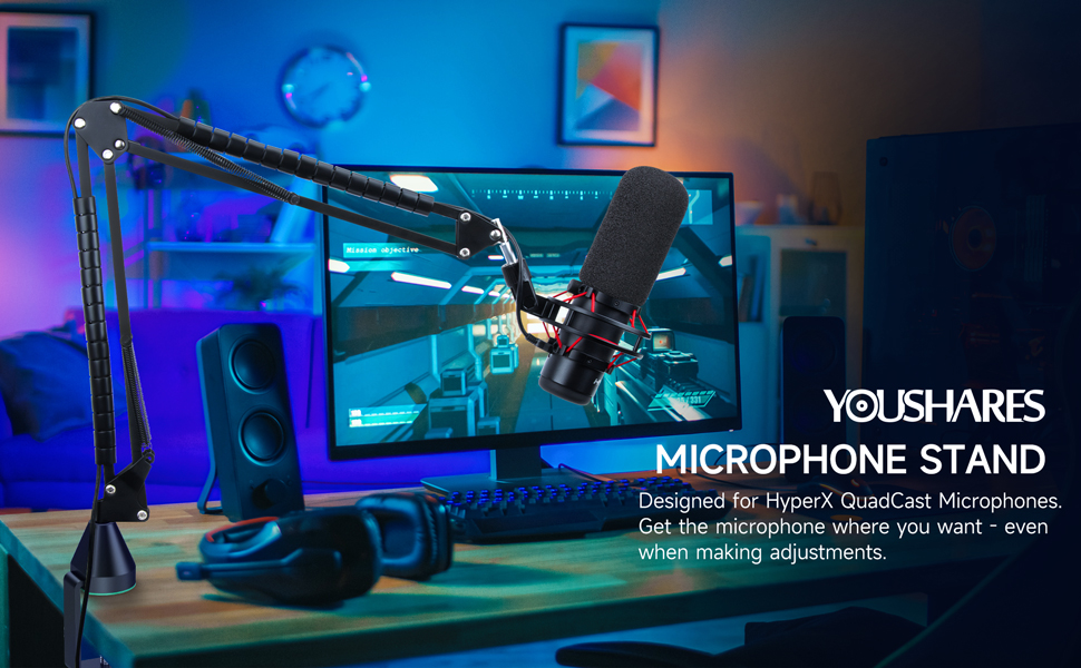 Кріплення для мікрофона HyperX QuadCast/S/ProCast від YOUSHARES: регульований штатив з адаптером 3/8' - 5/8'