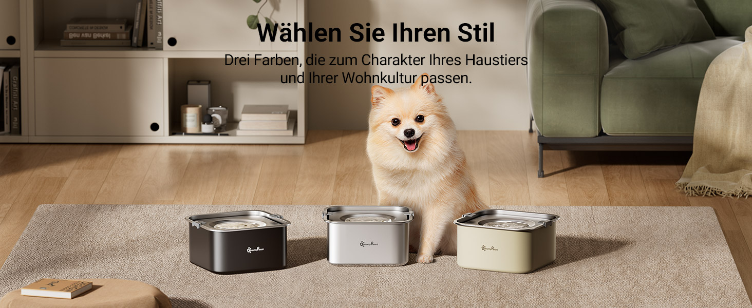 Миска для собак DownyPaws 3L, неркає, з нержавіючої сталі, чорна. Для дому та вулиці, запобігає розбризкуванню води.