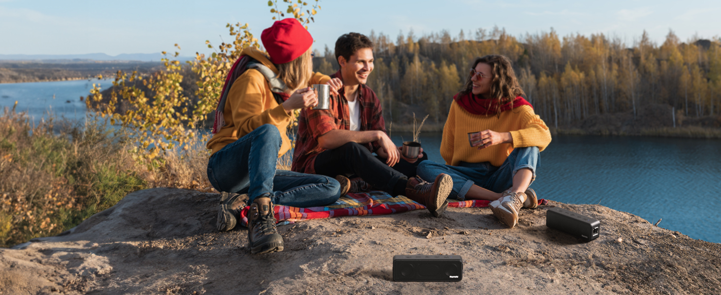 Raymate Bluetooth Портативна Колонка з Подвійним Басом 20W, IPX7 Водонепроникна, TWS, 15 годин, для дому та на вулицю (червона)