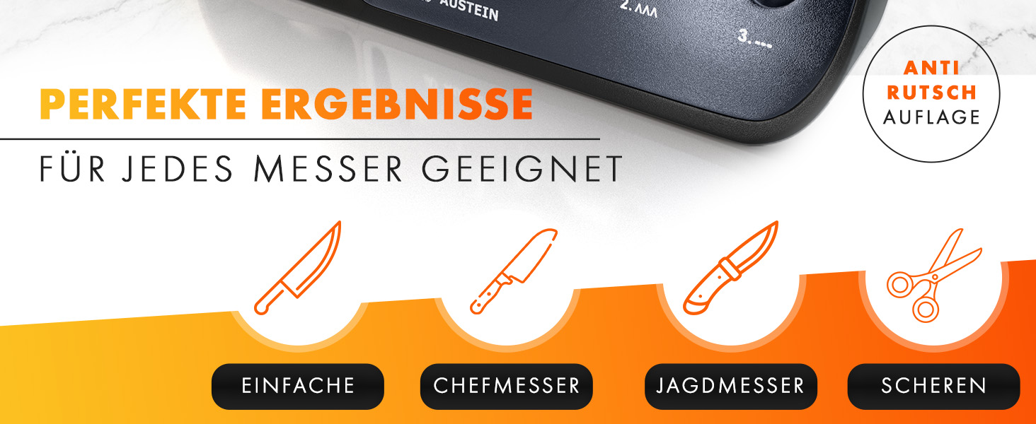 Точилка для ножів AUSTEIN QuickSharp 4-in-1: професійне заточування та шліфування (Титаново-сірий)