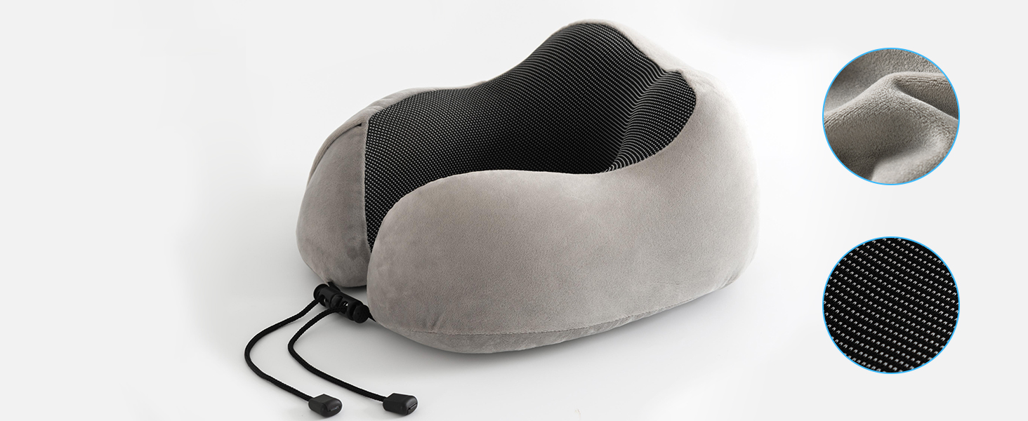 Подушка для шиї Good Nite для подорожей, авто та дому. Ергономічна подушка з Memory Foam, регульована, сірого кольору.