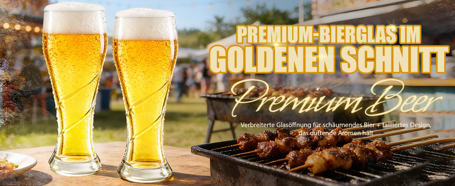 Набір келихів для пива 400 мл, безсвинцеве скло, спіралевидний дизайн, стійкі до температур та посудомийки, 6 шт.