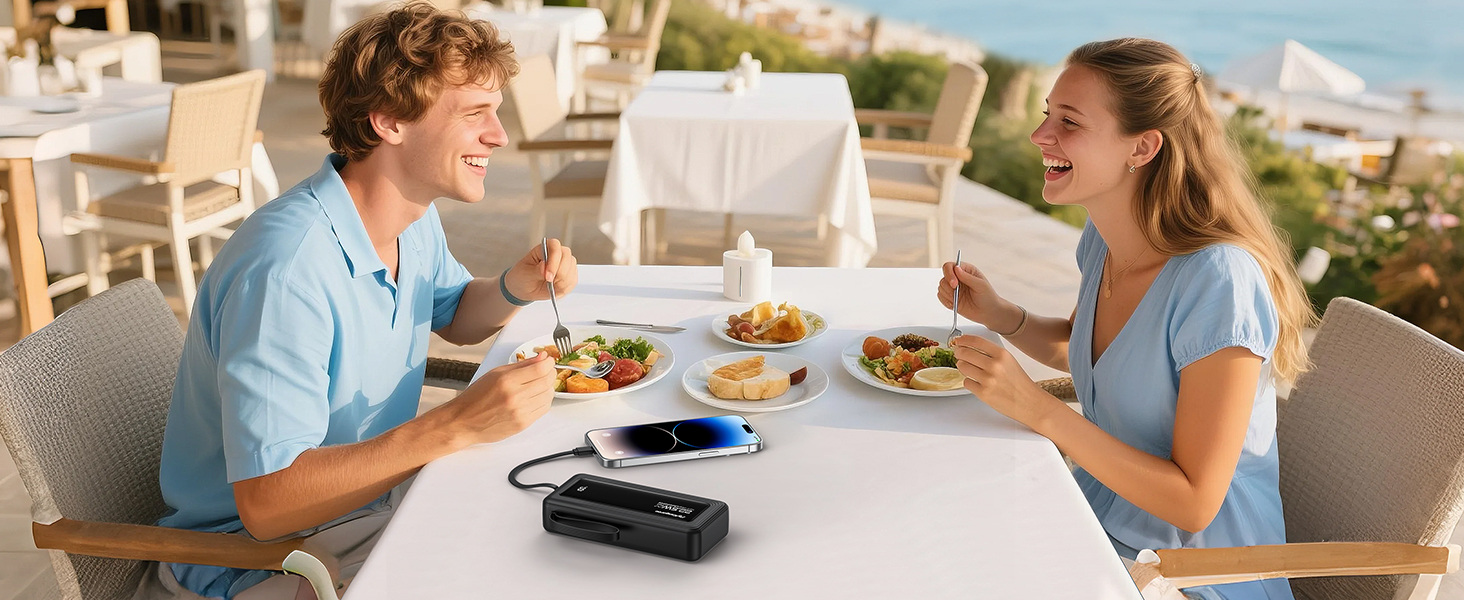 Портативний зарядний пристрій Power Bank 20000mAh, 22.5W, з LED дисплеєм, 6 виходів, 2 входи, сумісний з iPhone, Samsung, Pixel (Чорний)