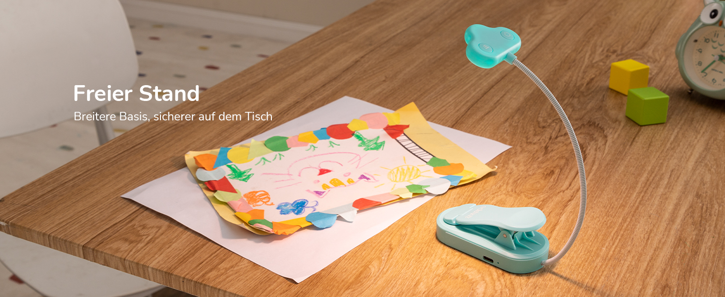 EDISHINE Кліпса-лампа для читання, USB перезарядна, LED лампа для книг, 3 режими кольору, регулювання яскравості, подарунок для дітей, любителів читання (блакитна)