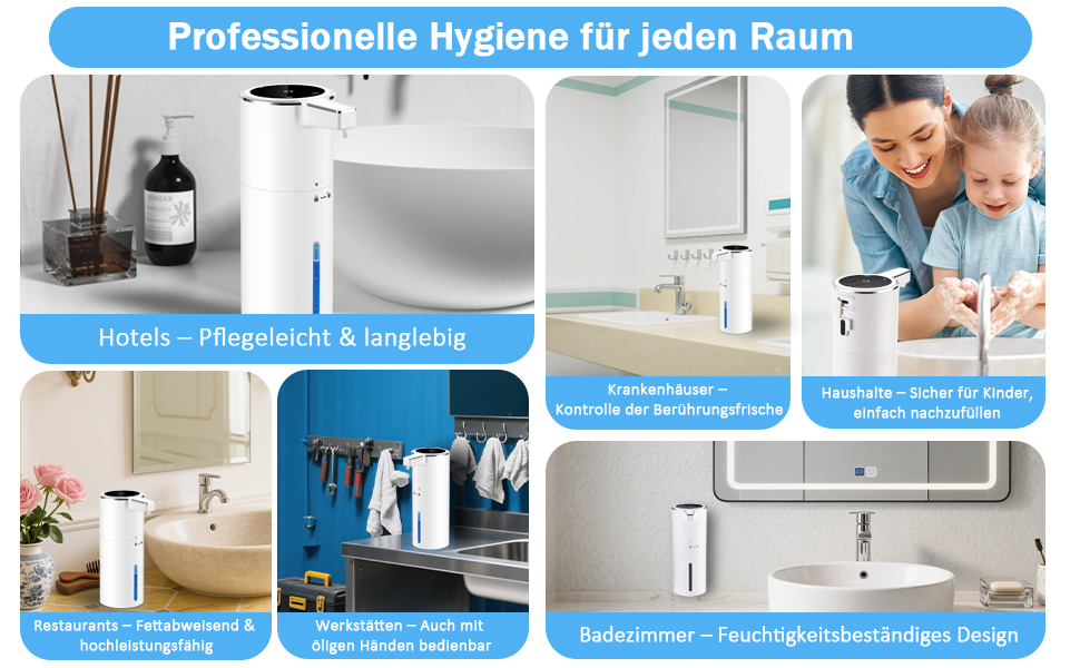 Автоматичний дозатор мила для стін, безконтактний, 400 мл, електричний, з сенсором, USB, перезаряджається, 1800 mAh, для ванної, кухні, офісу (піна, білий). Білий, піна