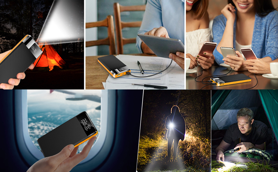 Power Bank 26800mAh з LED-дисплеєм, швидкою зарядкою QC 22.5W та USB C PD 25W, 5 виходами та 2 входами для телефонів, планшетів, кемпінгу та подорожей