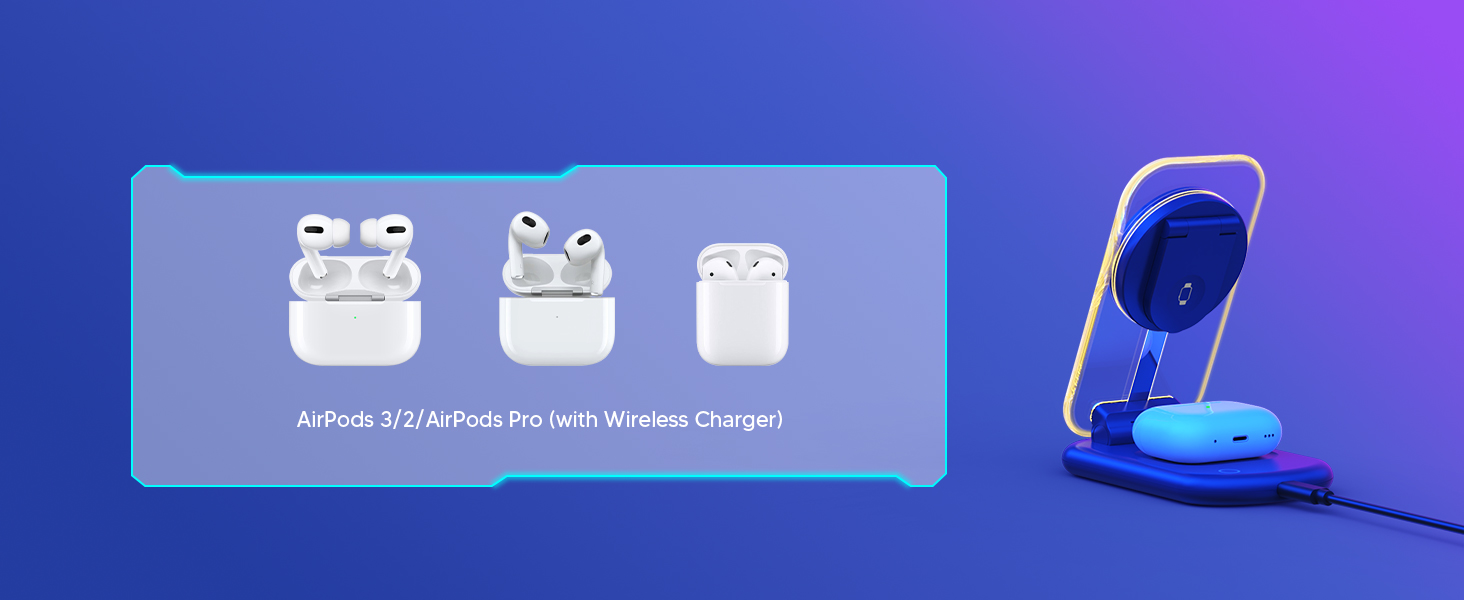 Бездротова зарядка MagSafe 3-в-1 для iPhone, Apple Watch та AirPods, сумісна з iPhone 16/15/14/13/12 Plus/Pro Max