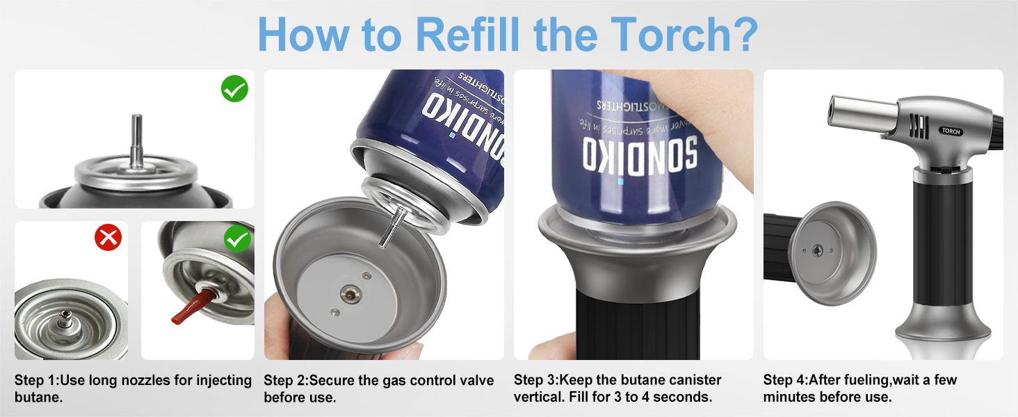 Пальник для крем-брюле Sondiko, газова плита для десертів, паяльник з блокуванням безпеки, срібно-чорний