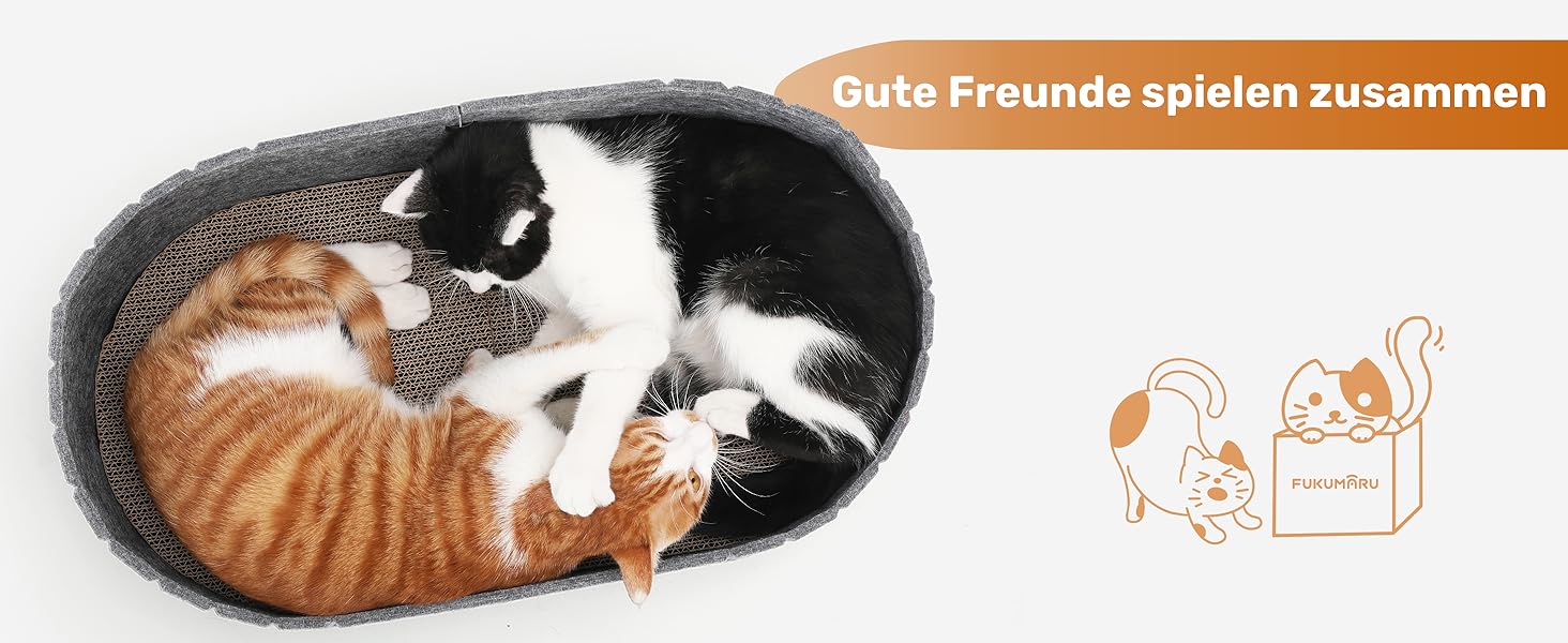 Кразбокс для котів FUKUMARU: диван з картону та фетру, 61 см, сірий