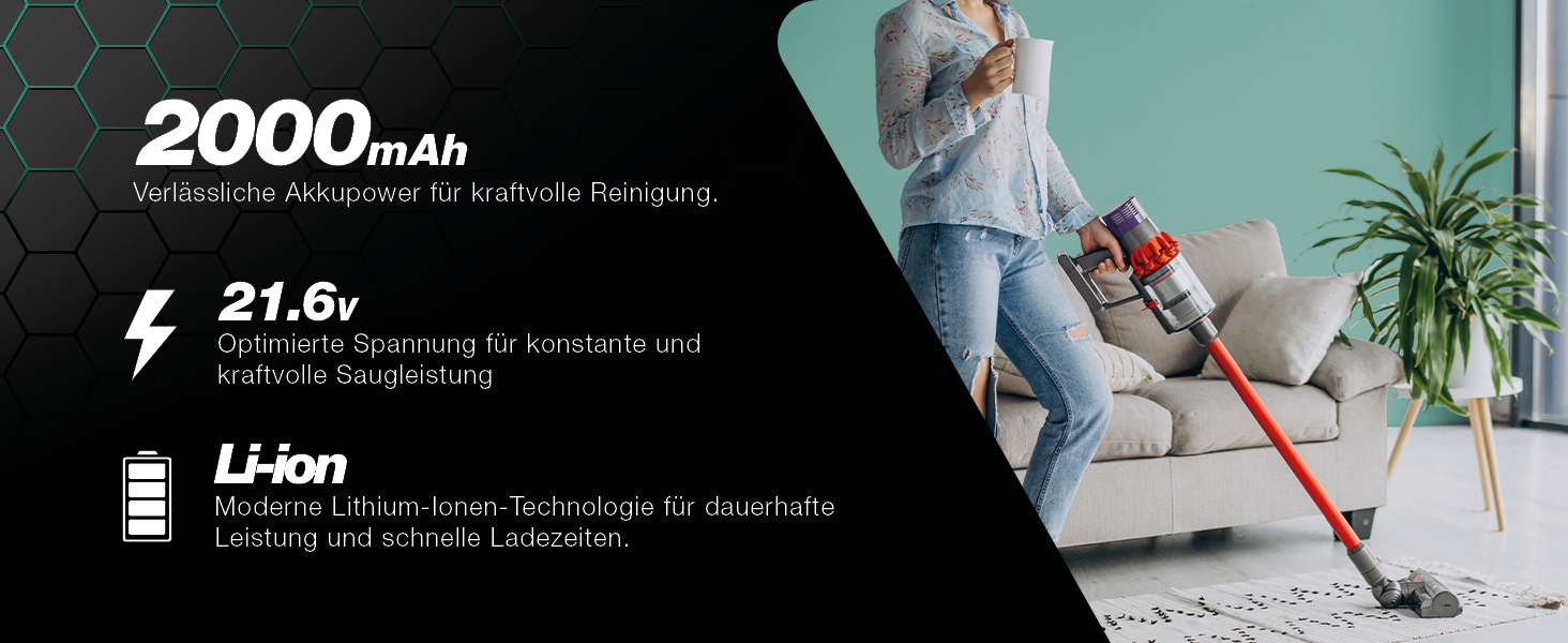 CELLONIC Акумулятор для пилососа сумісний з Dyson V7 Origin, Motorhead, Trigger, +, SV11 (21.6V, 2000mAh) - батарея з гвинтом