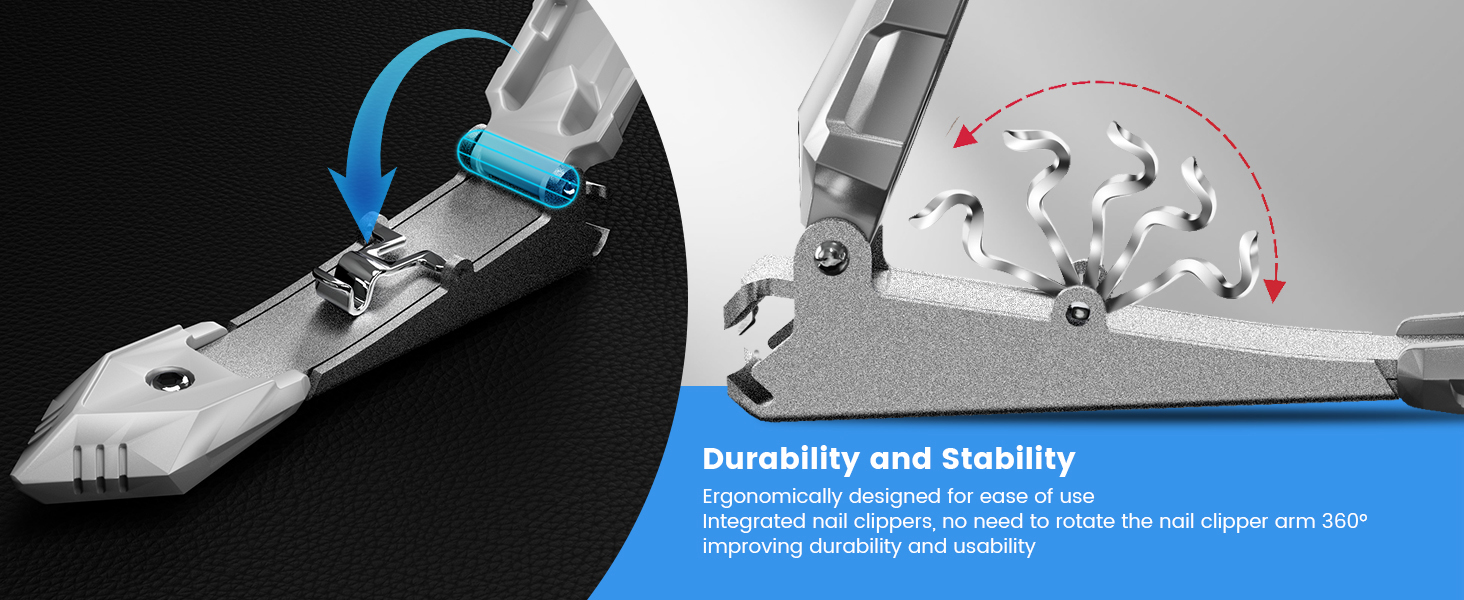 Професійний кусачковий манікюрний інструмент з контейнером для збору обрізаних нігтів, для пальців та п'ят, з нержавіючої сталі, великий, срібний (3,5x0,79 дюйма)