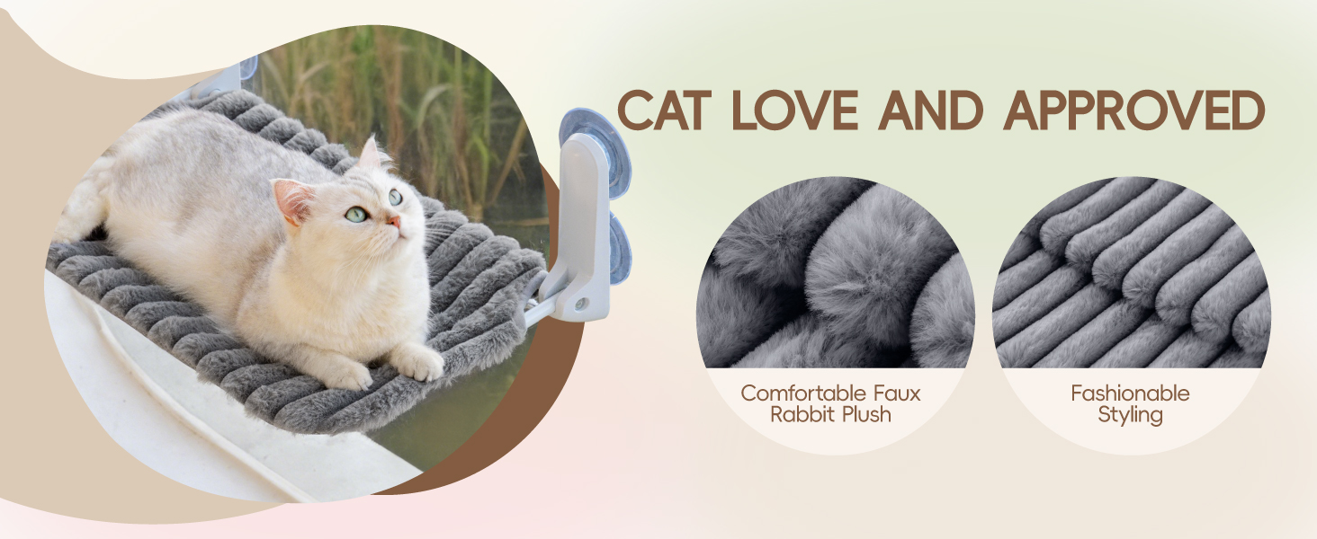 Кішка лежанка на вікно MEWOOFUN - розкладна, знімний чохол, сталевий каркас, до 18 кг