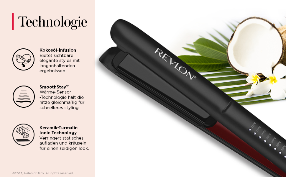 Revlon SmoothStay 25mm Coconut Oil Infused Flat Iron with Travel Pouch - RVST2211P
