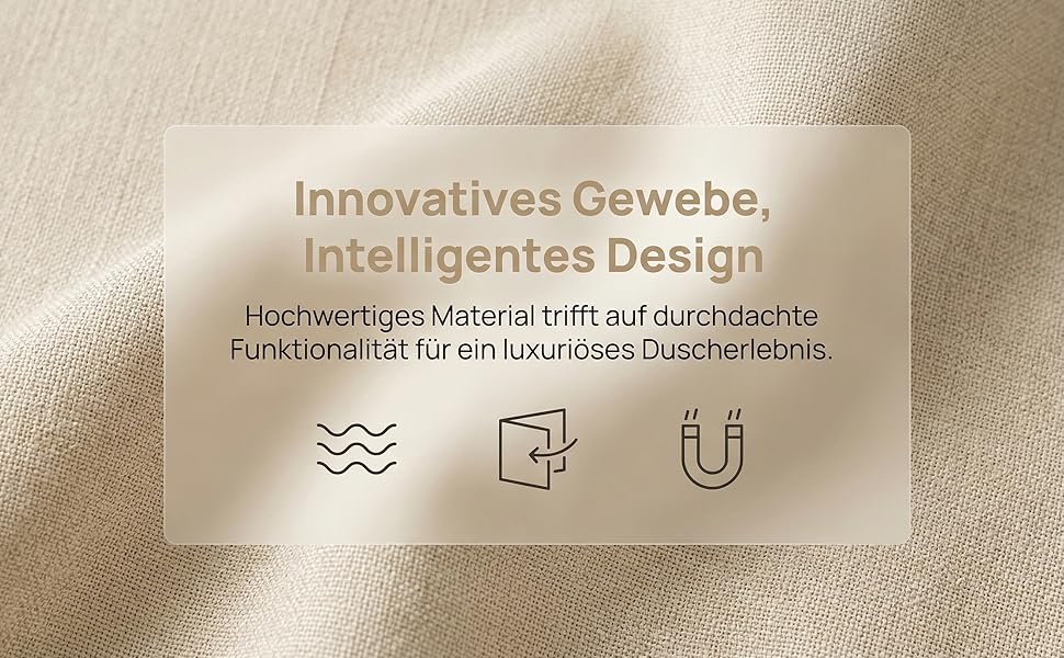 Штора для ванної кімнати анти-грибок водонепроникна магнітна з гачками, текстильна, 180x200 см, сіра