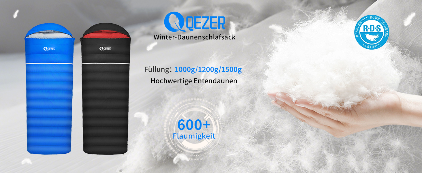 Спальний мішок пуховий, 4-сезонний, зимовий -3°C до -20°C. Підходить для кемпінгу, піших прогулянок та відпочинку на природі для дорослих та дітей. Чорний, температурний режим -3°C до -12°C