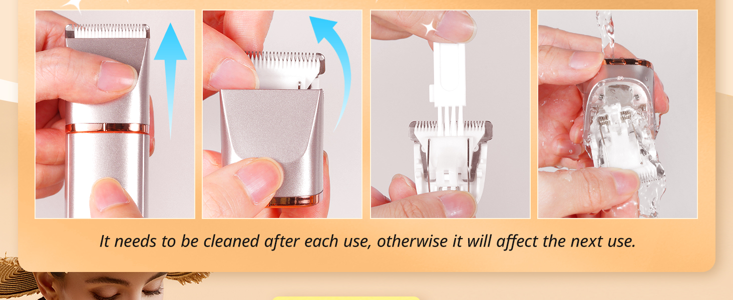 Електричний триммер для бікіні VG VOGCREST: безболісний жіночий депілятор для тіла, для рук, ніг, зони бікіні (рожеве золото)